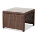 Baxton Studio Carlton Modern and Contemporary Sand Fabric Upholstered and Brown Finished Woven PE Rattan 3-Piece Outdoor Patio Lounge Set - MLM-210538-Sand