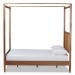 Baxton Studio Malia Modern and Contemporary Walnut Brown Finished Wood and Synthetic Rattan King Size Canopy Bed - MG-0021-3-Walnut-King