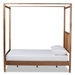 Baxton Studio Malia Modern and Contemporary Walnut Brown Finished Wood and Synthetic Rattan Queen Size Canopy Bed - MG-0021-3-Walnut-Queen
