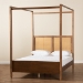 Baxton Studio Malia Modern and Contemporary Walnut Brown Finished Wood and Synthetic Rattan King Size Canopy Bed - MG-0021-3-Walnut-King