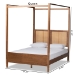 Baxton Studio Malia Modern and Contemporary Walnut Brown Finished Wood and Synthetic Rattan King Size Canopy Bed - MG-0021-3-Walnut-King