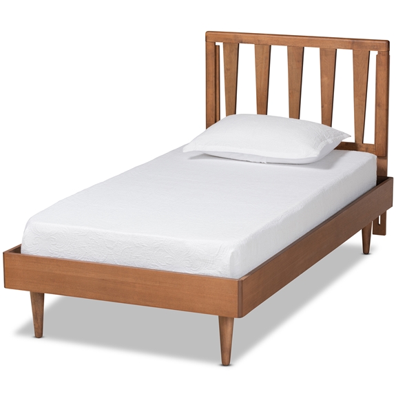 Baxton Studio Kuro Modern and Contemporary Walnut Brown Finished Wood Twin Size Platform Bed