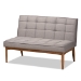Baxton Studio Sanford Mid-Century Modern Grey Fabric Upholstered and Walnut Brown Finished Wood 2-Piece Dining Nook Banquette Set - BBT8051.11-Grey/Walnut-2PC SF Bench