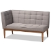 Baxton Studio Sanford Mid-Century Modern Grey Fabric Upholstered and Walnut Brown Finished Wood 2-Piece Dining Nook Banquette Set - BBT8051.11-Grey/Walnut-2PC SF Bench