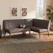Baxton Studio Sanford Mid-Century Modern Grey Fabric Upholstered and Walnut Brown Finished Wood 2-Piece Dining Nook Banquette Set - BBT8051.11-Grey/Walnut-2PC SF Bench