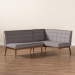 Baxton Studio Sanford Mid-Century Modern Grey Fabric Upholstered and Walnut Brown Finished Wood 2-Piece Dining Nook Banquette Set - BBT8051.11-Grey/Walnut-2PC SF Bench