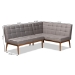 Baxton Studio Sanford Mid-Century Modern Grey Fabric Upholstered and Walnut Brown Finished Wood 2-Piece Dining Nook Banquette Set - BBT8051.11-Grey/Walnut-2PC SF Bench
