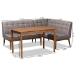 Baxton Studio Sanford Mid-Century Modern Grey Fabric Upholstered and Walnut Brown Finished Wood 3-Piece Dining Nook Set - BBT8051.11-Grey/Walnut-3PC Dining Nook Set