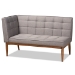 Baxton Studio Sanford Mid-Century Modern Grey Fabric Upholstered and Walnut Brown Finished Wood 3-Piece Dining Nook Set - BBT8051.11-Grey/Walnut-3PC Dining Nook Set