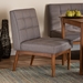 Baxton Studio Sanford Mid-Century Modern Grey Fabric Upholstered and Walnut Brown Finished Wood Dining Chair - BBT8051.11-Grey/Walnut-CC