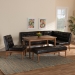 Baxton Studio Sanford Mid-Century Modern Dark Brown Faux Leather Upholstered and Walnut Brown Finished Wood 5-Piece Dining Nook Set - BBT8051.11-Dark Brown/Walnut-5PC Dining Nook Set