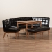 Baxton Studio Sanford Mid-Century Modern Dark Brown Faux Leather Upholstered and Walnut Brown Finished Wood 5-Piece Dining Nook Set - BBT8051.11-Dark Brown/Walnut-5PC Dining Nook Set