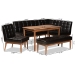 Baxton Studio Sanford Mid-Century Modern Dark Brown Faux Leather Upholstered and Walnut Brown Finished Wood 5-Piece Dining Nook Set - BBT8051.11-Dark Brown/Walnut-5PC Dining Nook Set