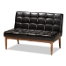 Baxton Studio Sanford Mid-Century Modern Dark Brown Faux Leather Upholstered and Walnut Brown Finished Wood 5-Piece Dining Nook Set - BBT8051.11-Dark Brown/Walnut-5PC Dining Nook Set