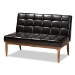Baxton Studio Sanford Mid-Century Modern Dark Brown Faux Leather Upholstered and Walnut Brown Finished Wood 2-Piece Dining Nook Banquette Set - BBT8051.11-Dark Brown/Walnut-2PC SF Bench