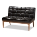 Baxton Studio Sanford Mid-Century Modern Dark Brown Faux Leather Upholstered and Walnut Brown Finished Wood 3-Piece Dining Nook Set - BBT8051.11-Dark Brown/Walnut-3PC Dining Nook Set