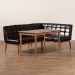 Baxton Studio Sanford Mid-Century Modern Dark Brown Faux Leather Upholstered and Walnut Brown Finished Wood 3-Piece Dining Nook Set - BBT8051.11-Dark Brown/Walnut-3PC Dining Nook Set