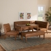Baxton Studio Sanford Mid-Century Modern Tan Faux Leather Upholstered and Walnut Brown Finished Wood 5-Piece Dining Nook Set - BBT8051.11-Tan/Walnut-5PC Dining Nook Set