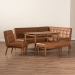 Baxton Studio Sanford Mid-Century Modern Tan Faux Leather Upholstered and Walnut Brown Finished Wood 5-Piece Dining Nook Set - BBT8051.11-Tan/Walnut-5PC Dining Nook Set