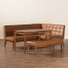 Baxton Studio Sanford Mid-Century Modern Tan Faux Leather Upholstered and Walnut Brown Finished Wood 4-Piece Dining Nook Set - BBT8051.11-Tan/Walnut-4PC Dining Nook Set