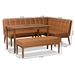 Baxton Studio Sanford Mid-Century Modern Tan Faux Leather Upholstered and Walnut Brown Finished Wood 4-Piece Dining Nook Set - BBT8051.11-Tan/Walnut-4PC Dining Nook Set