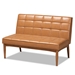 Baxton Studio Sanford Mid-Century Modern Tan Faux Leather Upholstered and Walnut Brown Finished Wood 2-Piece Dining Nook Banquette Set - BBT8051.11-Tan/Walnut-2PC SF Bench