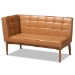 Baxton Studio Sanford Mid-Century Modern Tan Faux Leather Upholstered and Walnut Brown Finished Wood 2-Piece Dining Nook Banquette Set - BBT8051.11-Tan/Walnut-2PC SF Bench