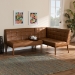 Baxton Studio Sanford Mid-Century Modern Tan Faux Leather Upholstered and Walnut Brown Finished Wood 2-Piece Dining Nook Banquette Set - BBT8051.11-Tan/Walnut-2PC SF Bench