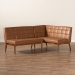 Baxton Studio Sanford Mid-Century Modern Tan Faux Leather Upholstered and Walnut Brown Finished Wood 2-Piece Dining Nook Banquette Set - BBT8051.11-Tan/Walnut-2PC SF Bench