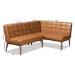 Baxton Studio Sanford Mid-Century Modern Tan Faux Leather Upholstered and Walnut Brown Finished Wood 2-Piece Dining Nook Banquette Set - BBT8051.11-Tan/Walnut-2PC SF Bench