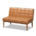 Baxton Studio Sanford Mid-Century Modern Tan Faux Leather Upholstered and Walnut Brown Finished Wood 3-Piece Dining Nook Set - BBT8051.11-Tan/Walnut-3PC Dining Nook Set