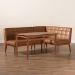 Baxton Studio Sanford Mid-Century Modern Tan Faux Leather Upholstered and Walnut Brown Finished Wood 3-Piece Dining Nook Set - BBT8051.11-Tan/Walnut-3PC Dining Nook Set