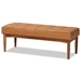 Baxton Studio Sanford Mid-Century Modern Tan Faux Leather Upholstered and Walnut Brown Finished Wood Dining Bench