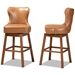 Baxton Studio Gradisca Modern and Contemporary Tan Faux Leather Upholstered and Walnut Brown Finished Wood 2-Piece Swivel Bar Stool Set - BBT5246B-Tan/Walnut-BS