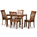 Baxton Studio Erion Modern and Contemporary Walnut Brown Finished Wood 5-Piece Dining Set