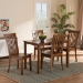 Baxton Studio Erion Modern and Contemporary Walnut Brown Finished Wood 5-Piece Dining Set - Erion-Walnut-5PC Dining Set