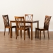 Baxton Studio Erion Modern and Contemporary Walnut Brown Finished Wood 5-Piece Dining Set - Erion-Walnut-5PC Dining Set