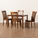 Baxton Studio Erion Modern and Contemporary Walnut Brown Finished Wood 5-Piece Dining Set - Erion-Walnut-5PC Dining Set