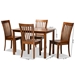Baxton Studio Erion Modern and Contemporary Walnut Brown Finished Wood 5-Piece Dining Set - Erion-Walnut-5PC Dining Set