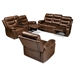 Baxton Studio Beasely Modern and Contemporary Distressed Brown Faux Leather Upholstered 3-Piece Living Room Set - RR5227-Dark Brown-3PC Living Room Set