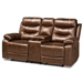 Baxton Studio Beasely Modern and Contemporary Distressed Brown Faux Leather Upholstered 3-Piece Living Room Set - RR5227-Dark Brown-3PC Living Room Set