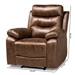 Baxton Studio Beasely Modern and Contemporary Distressed Brown Faux Leather Upholstered Recliner - RR5227-Dark Brown-Recliner