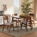 Baxton Studio Euclid Mid-Century Modern Grey Fabric Upholstered and Walnut Brown Finished Wood 5-Piece Dining Set - RH369C-Grey/Walnut-5PC Dining Set