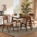 Baxton Studio Euclid Mid-Century Modern Sand Fabric Upholstered and Walnut Brown Finished Wood 5-Piece Dining Set - RH369C-Sand/Walnut-5PC Dining Set