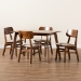 Baxton Studio Euclid Mid-Century Modern Sand Fabric Upholstered and Walnut Brown Finished Wood 5-Piece Dining Set - RH369C-Sand/Walnut-5PC Dining Set