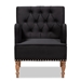 Baxton Studio Eri Contemporary Glam and Luxe Black Velvet Upholstered and Walnut Brown Finished Wood Armchair - RAC516-AC-Black Velvet/Walnut-CC