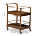 Baxton Studio Tahir Modern and Contemporary Walnut Brown Finished Wood and Antique Gold Finished Metal 2-Tier Mobile Bar Cart - SR17060104-Brown/Dark Bronze