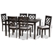 Baxton Studio Verner Modern and Contemporary Grey Fabric Upholstered and Dark Brown Finished Wood  7-Piece Dining Set - RH330C-Grey/Dark Brown-7PC Dining Set
