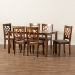 Baxton Studio Mael Modern and Contemporary Grey Fabric Upholstered and Walnut Brown Finished Wood 7-Piece Dining Set - RH331C-Grey/Walnut-7PC Dining Set