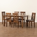 Baxton Studio Cherese Modern and Contemporary Grey Fabric Upholstered and Walnut Brown Finished Wood 7-Piece Dining Set - RH334C-Grey/Walnut-7PC Dining Set